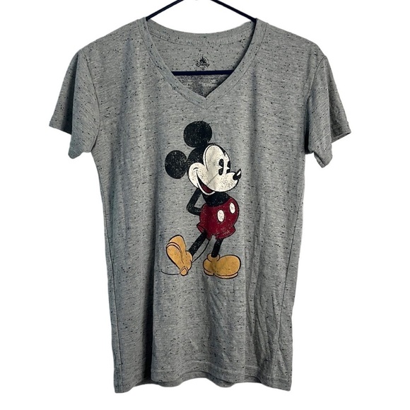 NWT Disney Store Mickey Mouse Grey V Neck Shirt Size XS - Picture 1 of 7